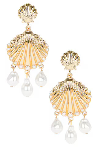 Pearl Shell Earrings in Gold | Revolve Clothing (Global)