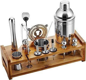 Soing Silver 24-Piece Cocktail Shaker Set,Perfect Home Bartending Kit for Drink Mixing,Stainless ... | Amazon (US)