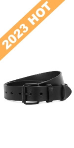 SANSTHS Women Black Buckle Belt Casual Leather Belt with Black Metal Buckle for Jeans Pants Dress... | Amazon (US)