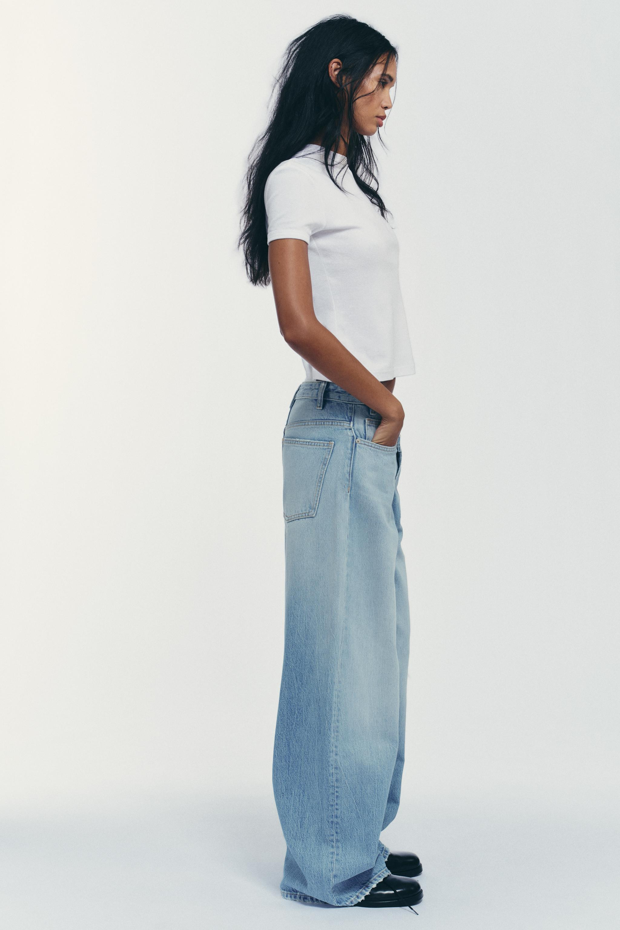 TRF HIGH WAIST CROSSOVER WAIST WIDE LEG JEANS | Zara US