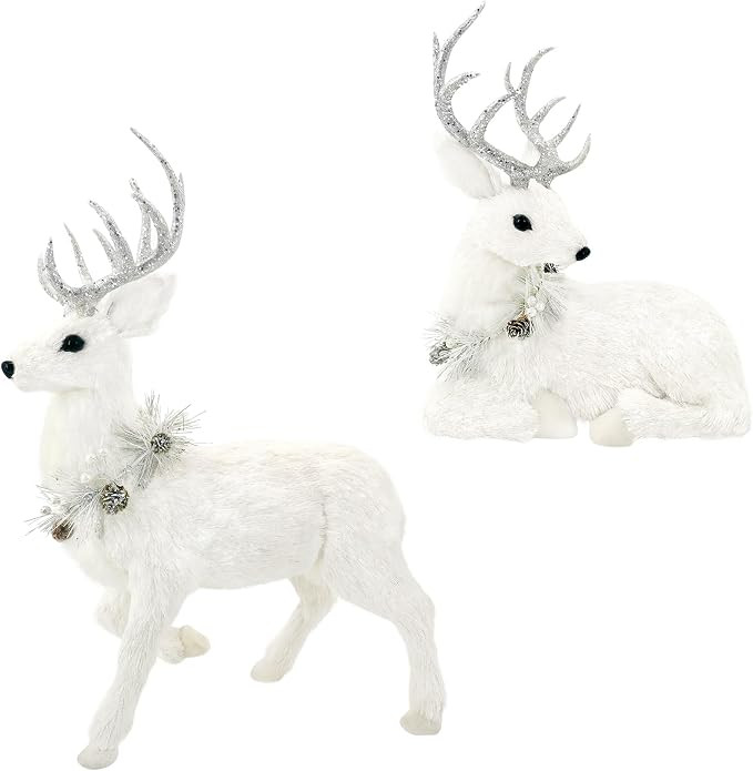 Nature Vibe 18 Inches Sisal Christmas Reindeer Set of 2,Realistic Woodland Animals Reindeer Figur... | Amazon (US)