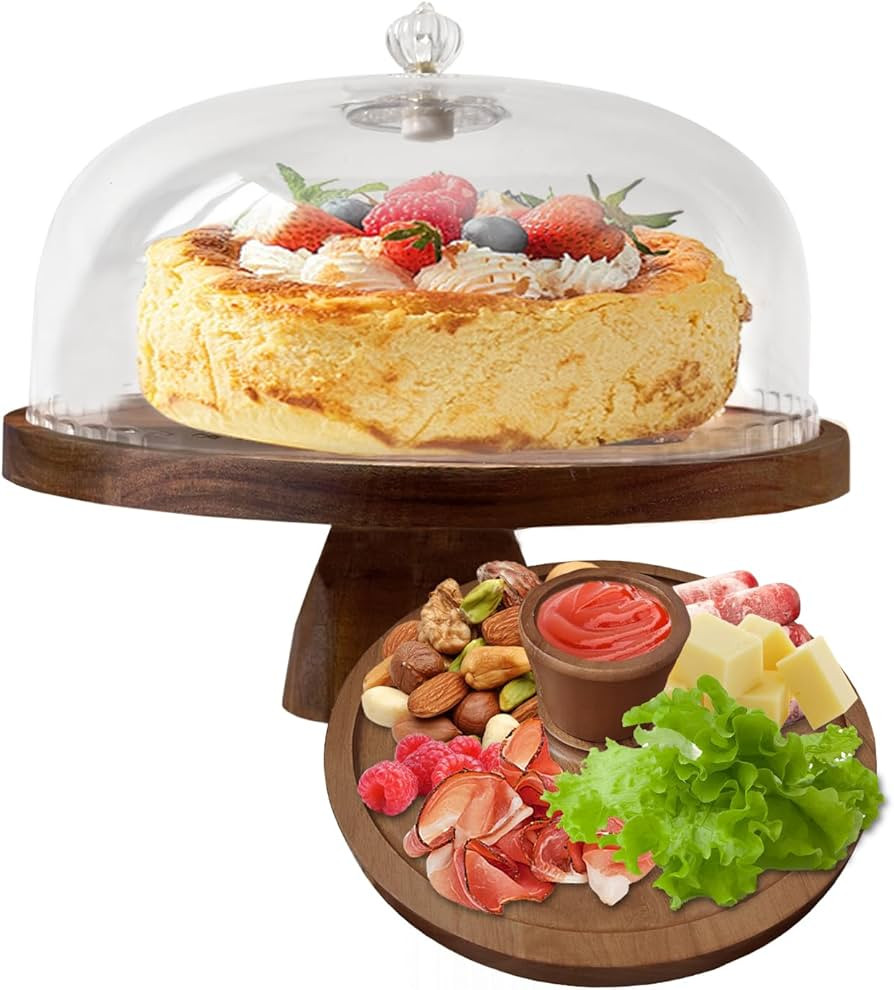 Cake Stand with Acrylic Dome 12IN Large Round Cake Holder Multi-Function Lid 2-in-1 Round Shatter... | Amazon (US)