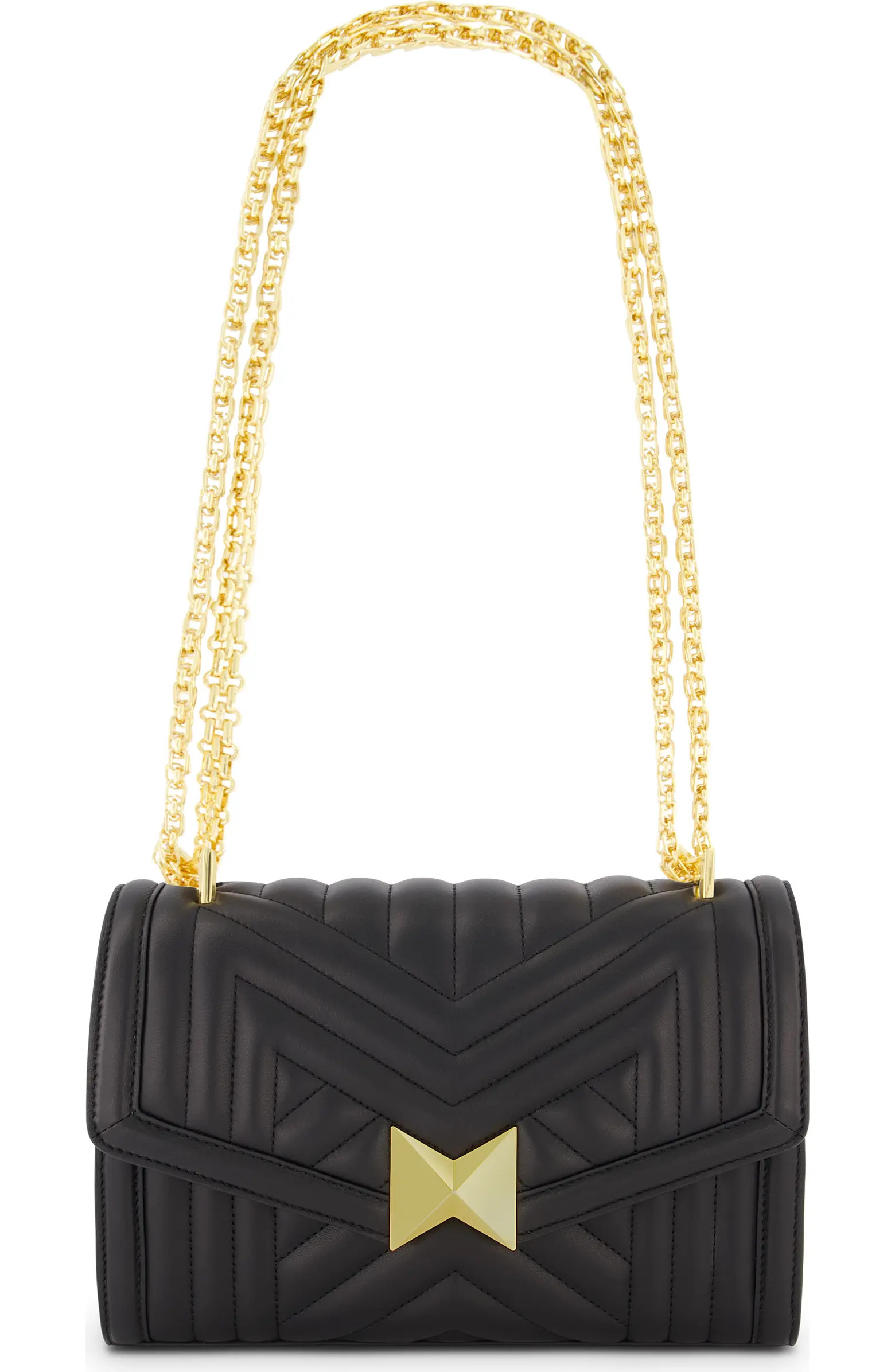 Mac Duggal Gold Chain Quilted Napa Leather Handbag | Nordstrom | Nordstrom