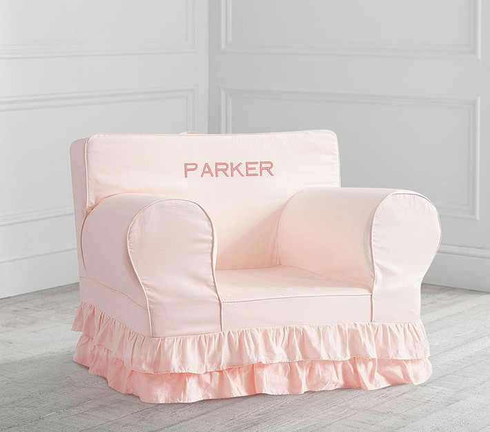 Oversized Blush Luxe Ruffle Anywhere Chair® | Pottery Barn Kids