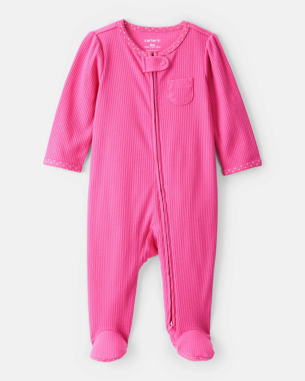 Baby Girl Cotton Long-Sleeve Snug Fit Sleep & Play Pajamas - Pink | Carter's Inc