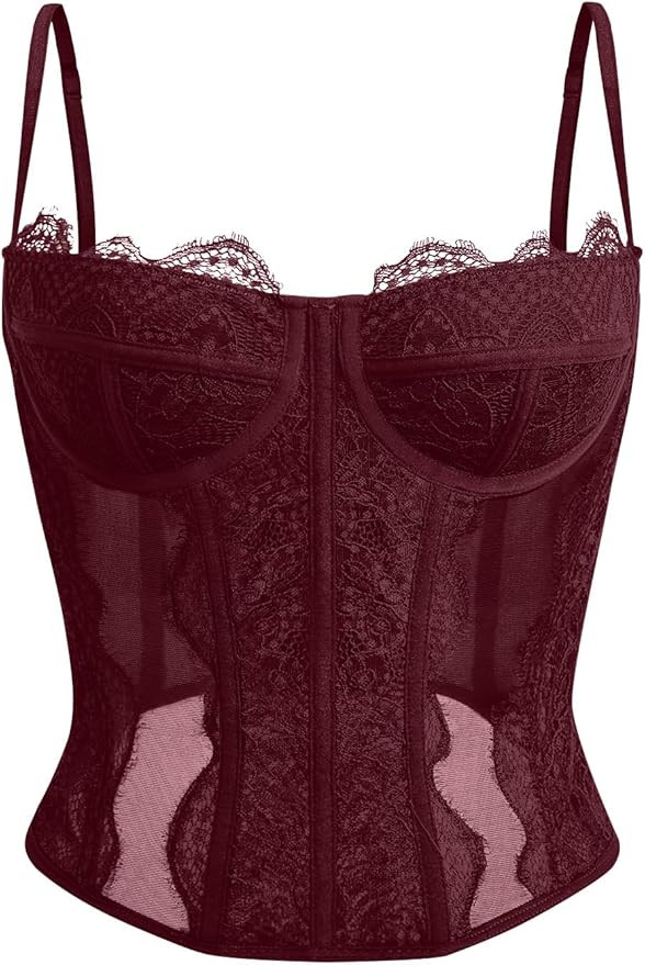 Dealmore Corset Tops For Women Going Out Lace Mesh Date Night Fall Fashion Outfits Clothes Crop C... | Amazon (US)