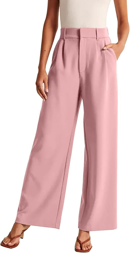 KUNMI Women's Wide Leg Pants Work Business Casual Loose High Waisted Dress Palazzo Flowy Trousers | Amazon (US)