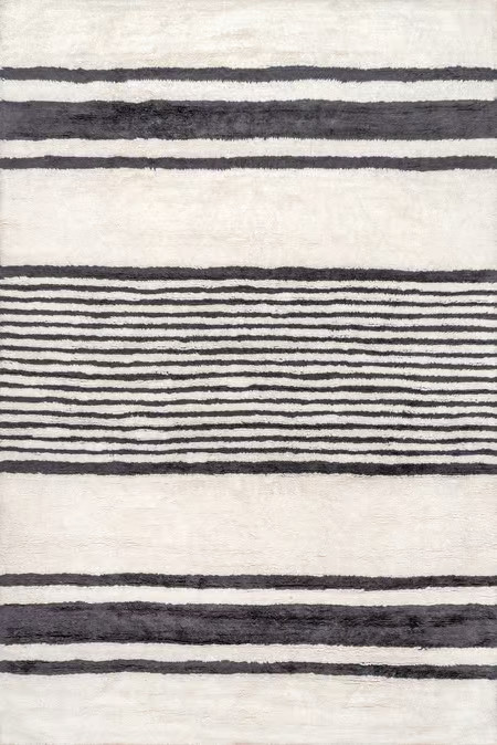 Ivory Moonglade Washable Striped 6' x 9' Area Rug | Rugs USA