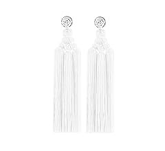 Bohemian Layered Handwoven Long Fringe Tassel Dangle Earrings for Women Girls Boho Colorful Tiere... | Amazon (US)