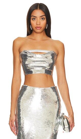 X Revolve Arielle Top in Silver Sequin | Revolve Clothing (Global)