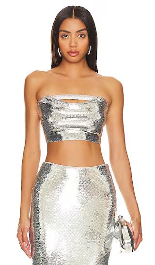 X Revolve Arielle Top in Silver Sequin | Revolve Clothing (Global)