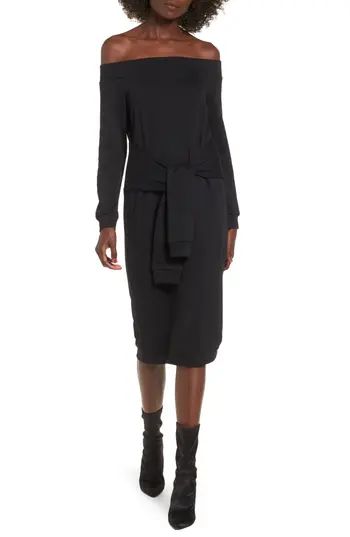 Women's Soprano Tie Front Off The Shoulder Sweatshirt Dress | Nordstrom