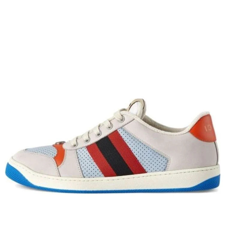 Gucci Screener GG Leather Sneakers 'Grey Blue Red' 708296-0YIA0-1471 | KICKS CREW
