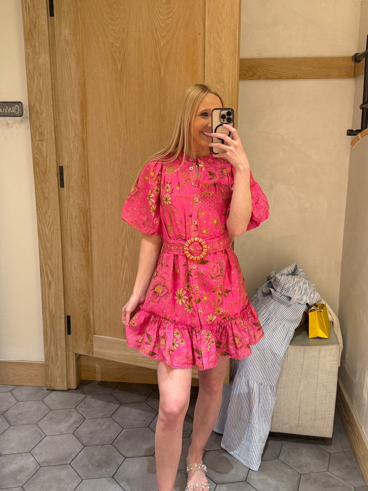 anthropologie pink and red dress NWT , Anthropologie Ruffle Embroidered Dress, Pretty,
