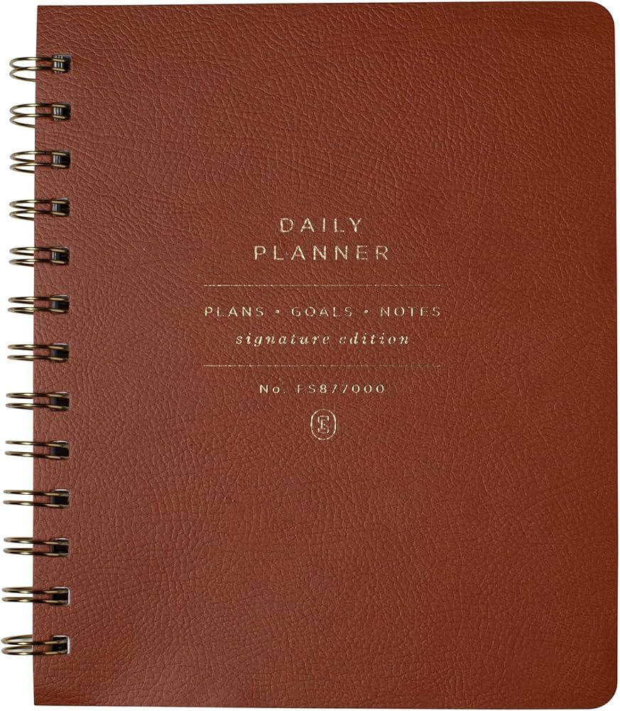 Fringe Studio Non-Dated Daily Planner, Faux Leather Cover,"Standard Cognac", Twin-Ring Spiral Bin... | Amazon (US)