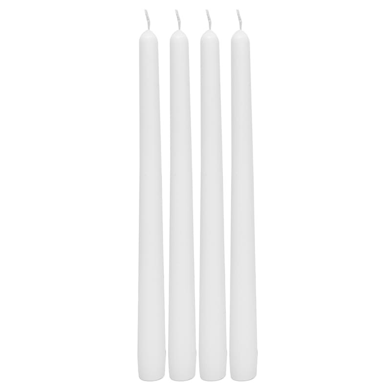 4-Pack White Unscented Overdip Taper Candles, 10" | At Home