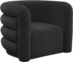 TOV Furniture Curves 15.9" Modern Velvet and Pine Wood Lounge Chair in Black | Amazon (US)