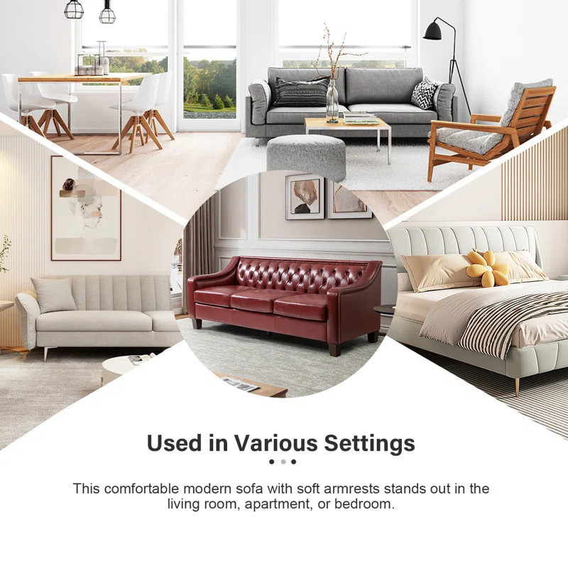 Raeburn 82.28" Wide Genuine Leather Sofa With Sloped Arms | Wayfair North America