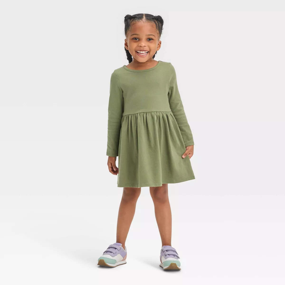 Toddler Girls' Long Sleeve Dress - Cat & Jack™ Green | Target
