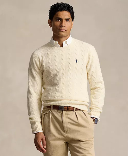 Men's Wool-Cashmere Cable-Knit Sweater | Macy's