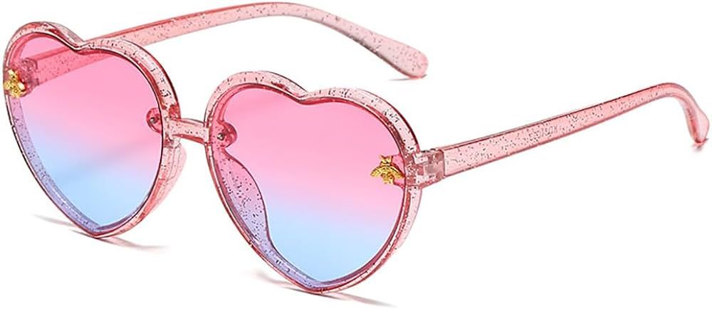 Kids Heart shaped Sunglasses Cute Bee Frame Age 3-10 UV400 Protection Fashion Sunnies for Outdoor... | Amazon (US)