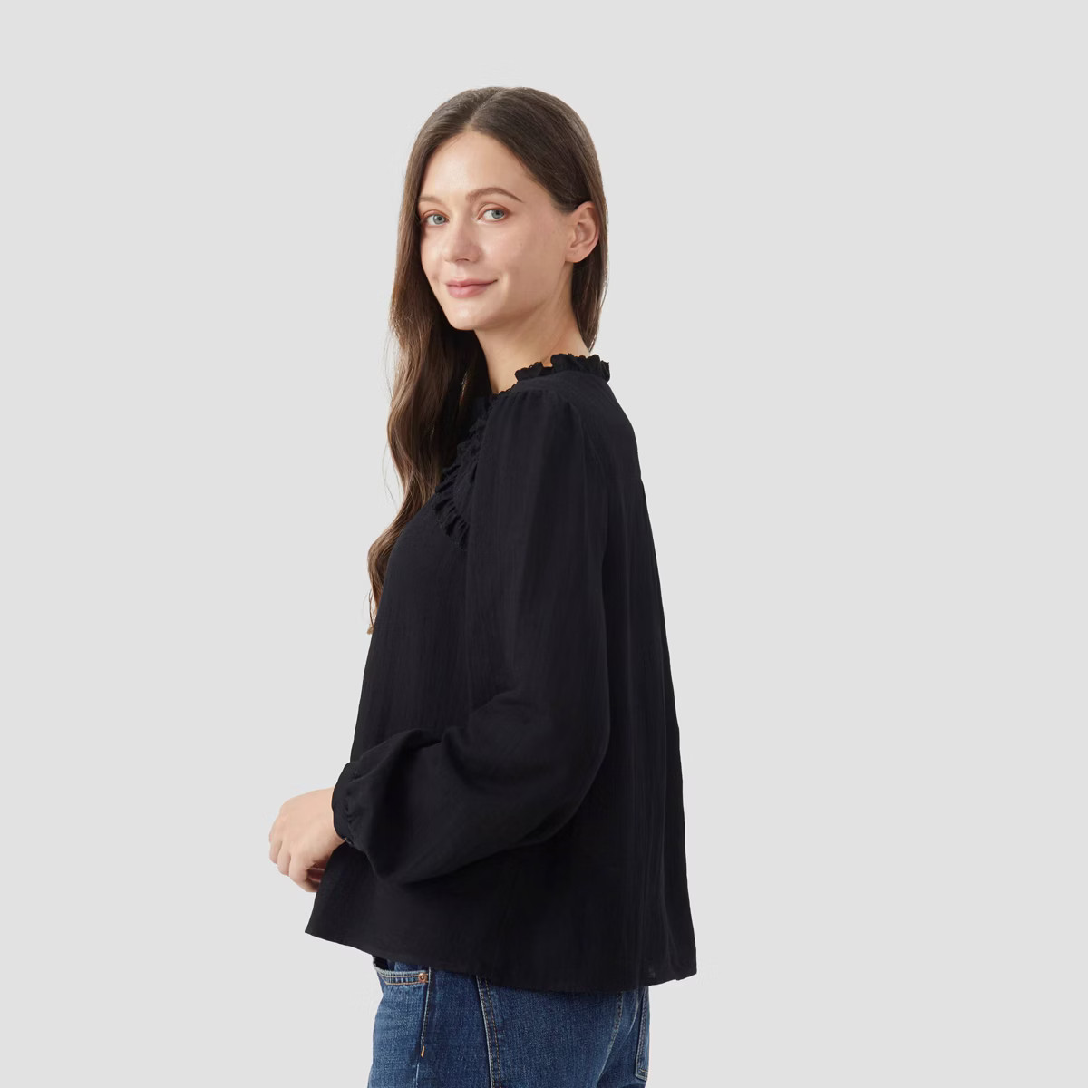 Women's Long Sleeve High Neck Button-Front Top - Universal Thread™ | Target