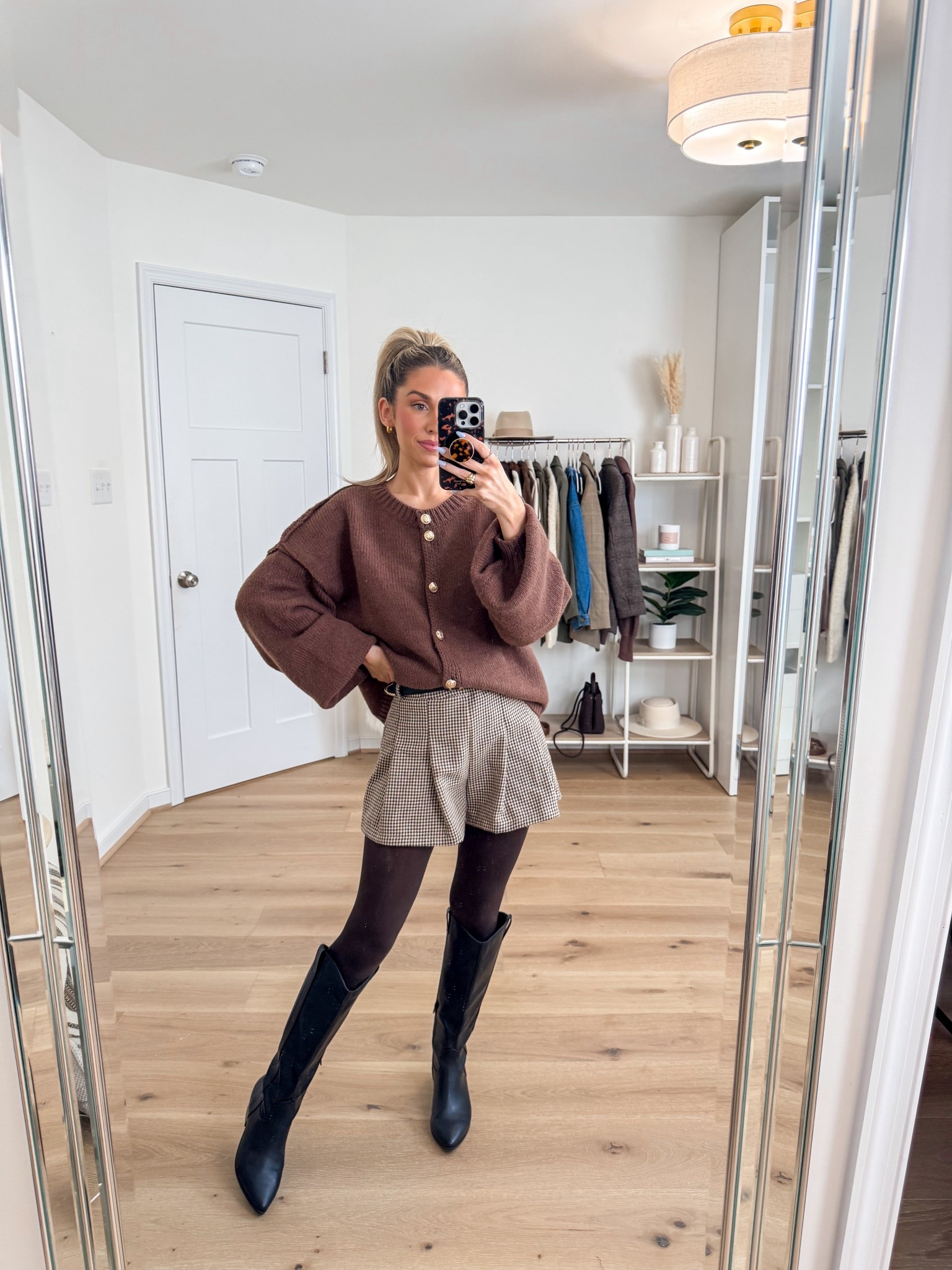 Casual chic holiday outfit 
+ amazon sweater: small
+ Amazon plaid shorts: xs 
+ tights: xs 
+ boots: linking similar 

#LTKSeasonal #LTKFindsUnder100 #LTKHoliday