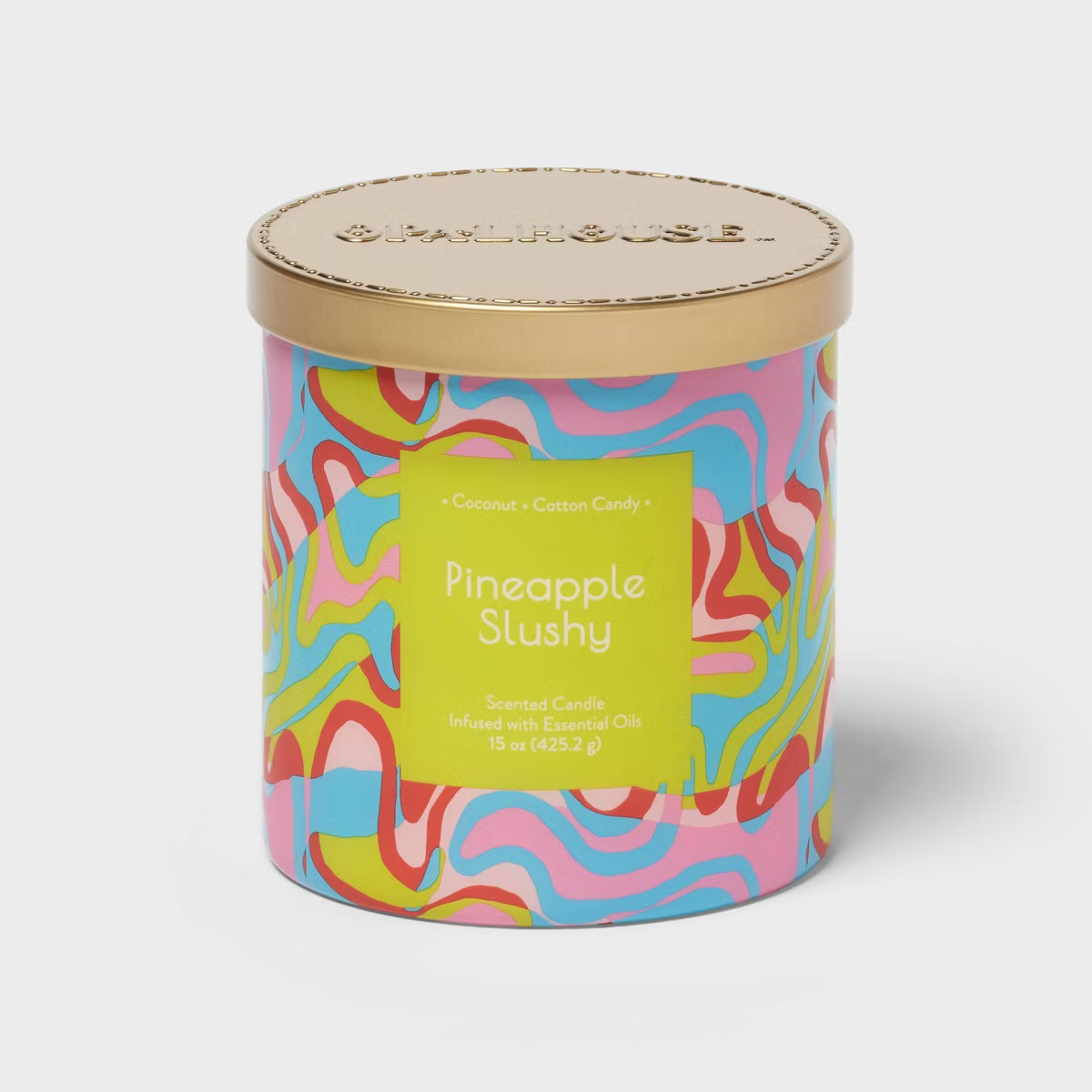 2-Wick Glass Jar 15oz Candle with Patterned Sleeve Pineapple Slushy - Opalhouse™ | Target