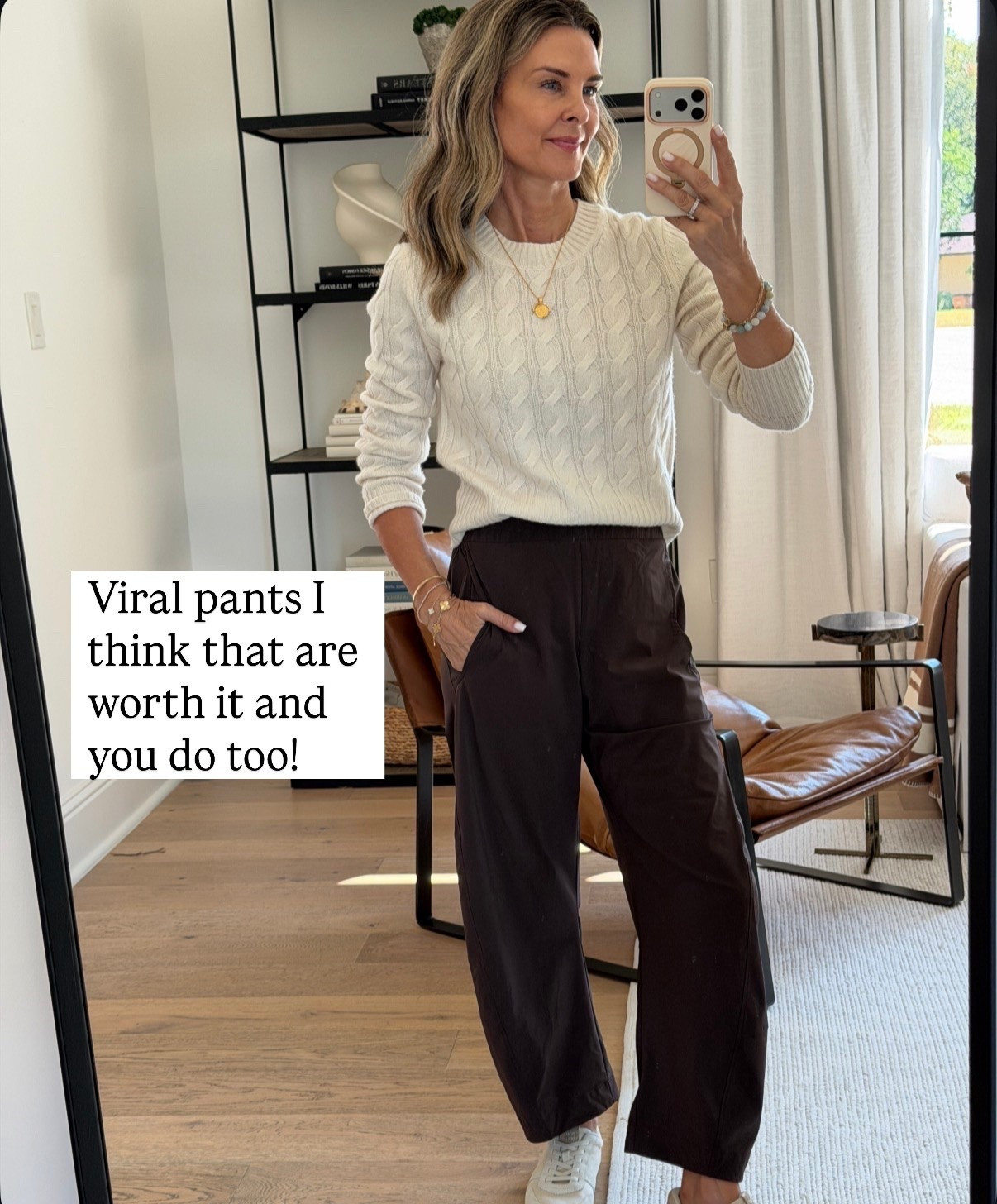 Viral favorite pants, I wear constantly. I’m 5’6”, wearing sz 2 reg length  
-quince sweater sz S

#LTKootd
