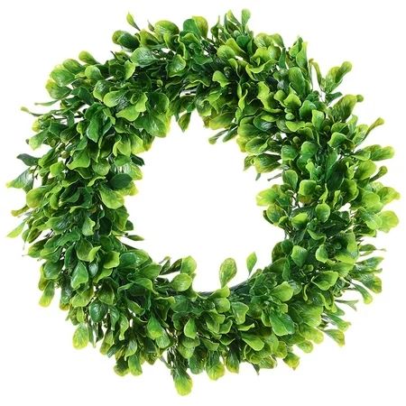 Coolmade Artificial Green Leaves Wreath - 15" Boxwood Wreath Outdoor Green Wreath for Front Door ... | Walmart (US)