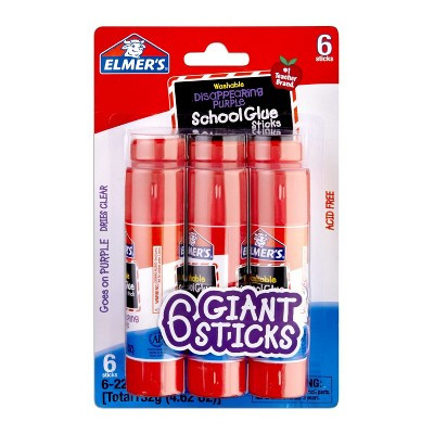 Elmer's 6pk Giant Washable School Glue Sticks - Disappearing Purple | Target