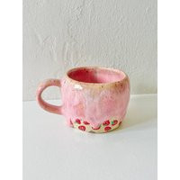 Preorderstrawberry Dreams 8Oz Handmade Ceramic Mug-Handmade Pottery Mug-Pink Glazed Mug Strawberry-Strawberry Mug-Fruit | Etsy (US)