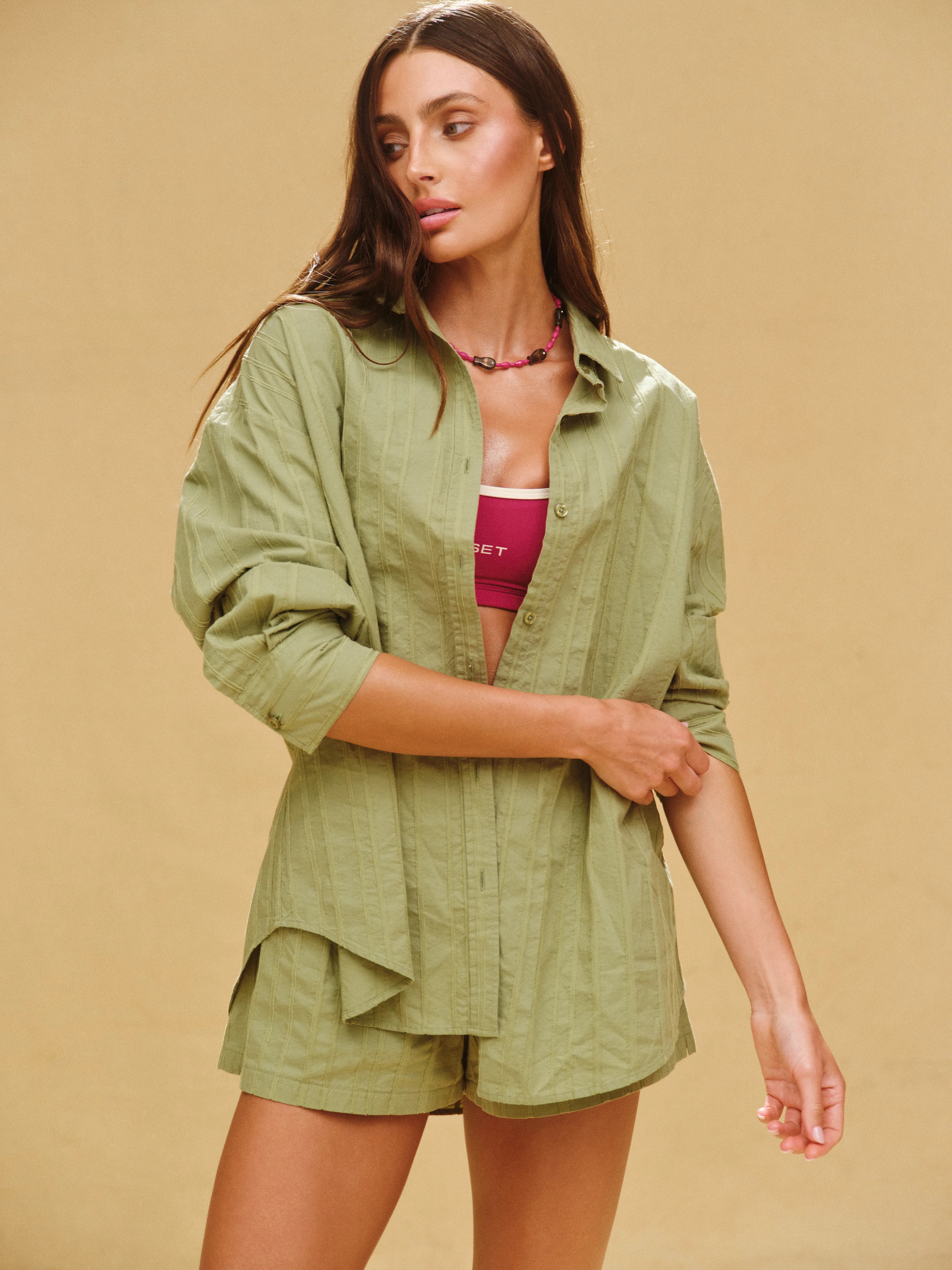 STRIPED JACQUARD LINE BUTTON DOWN - PIÑA | SET Active