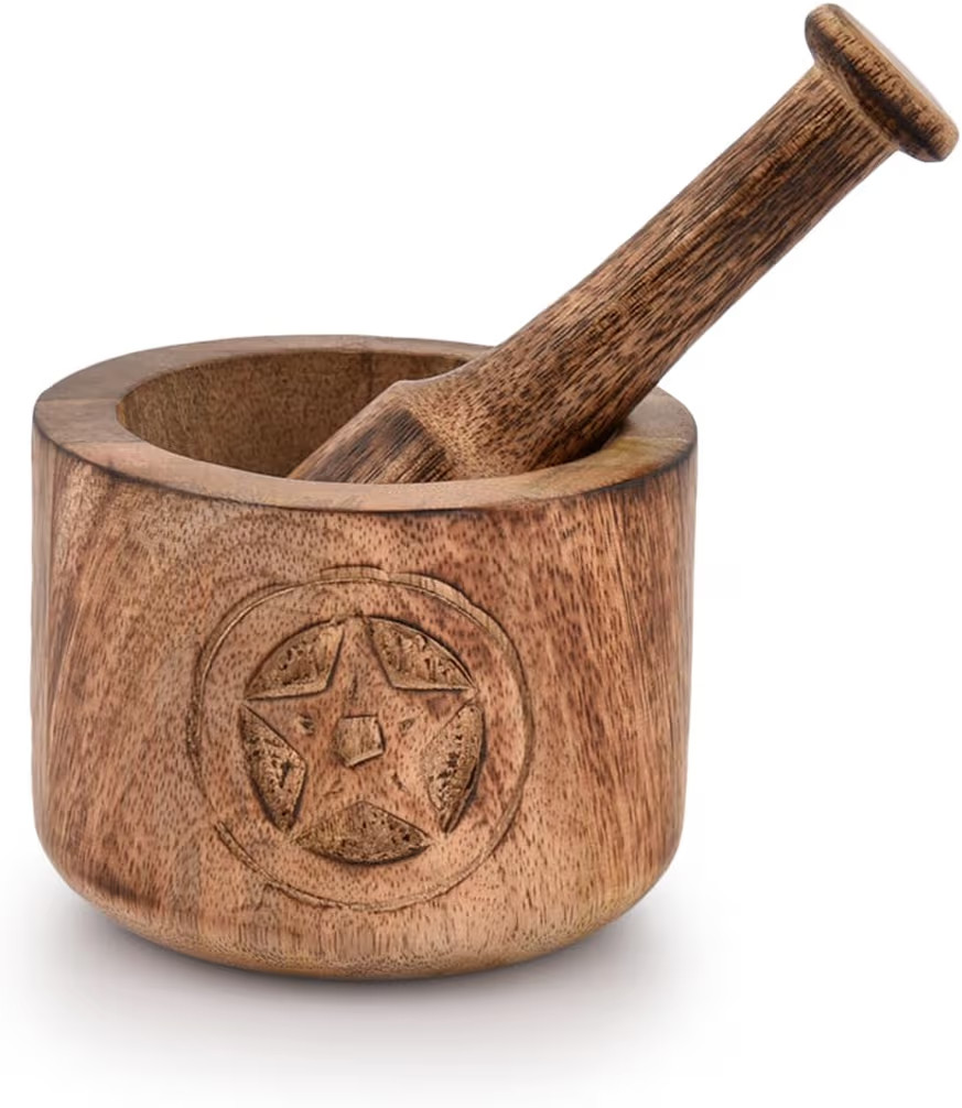 Kaizen Casa Wooden Mortar and Pestle Garlic Masher Hand Grinder Crusher Kitchen Gadgets | Amazon (US)