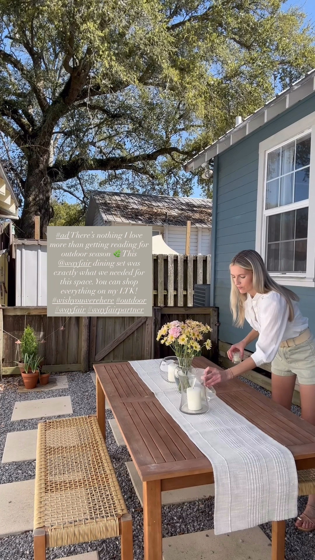 #ad There’s nothing I love more than getting ready for outdoor season 🌿 this @Wayfair dining set is exactly what we needed for this space. You can shop everything on my LTK! #wishyouwerehere #outdoor #wayfair #wayfairpartner 

#LTKdayinmylife #LTKHome #LTKSeasonal