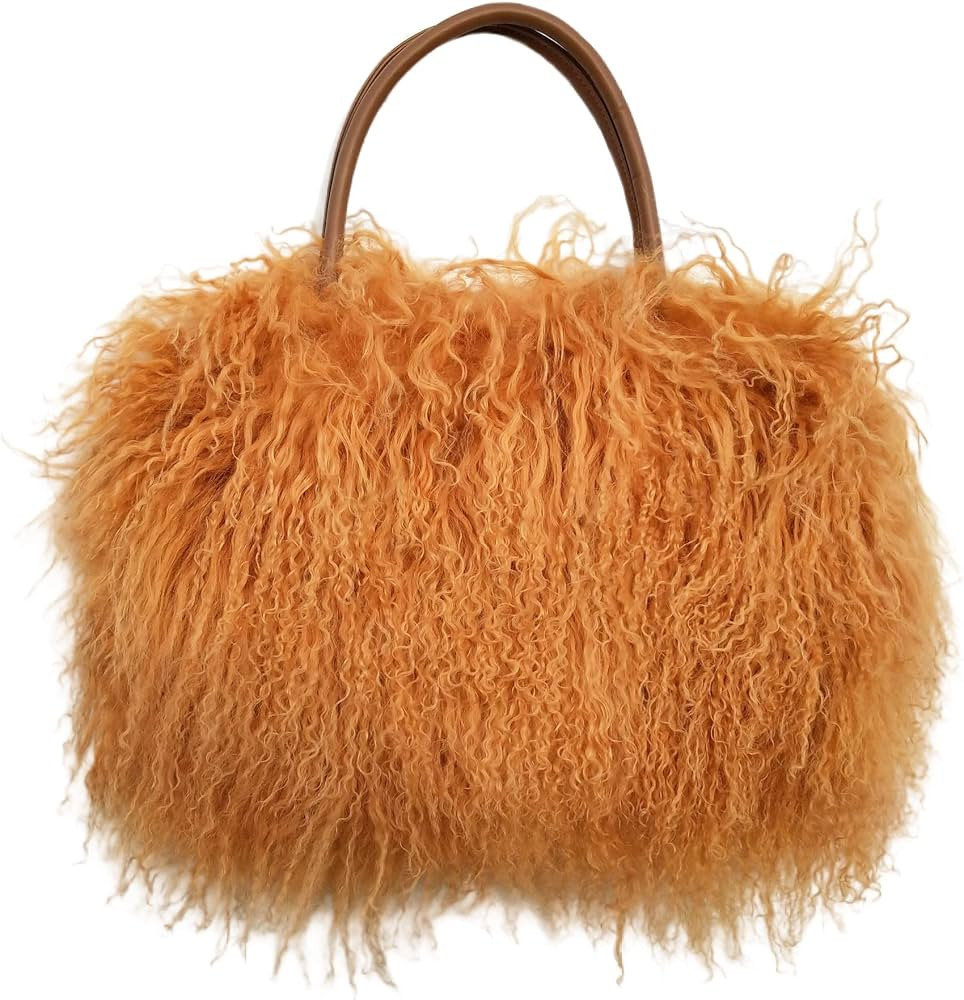 FINILUO women luxury real lamb/mongolian flush wool fur handbag | Amazon (US)