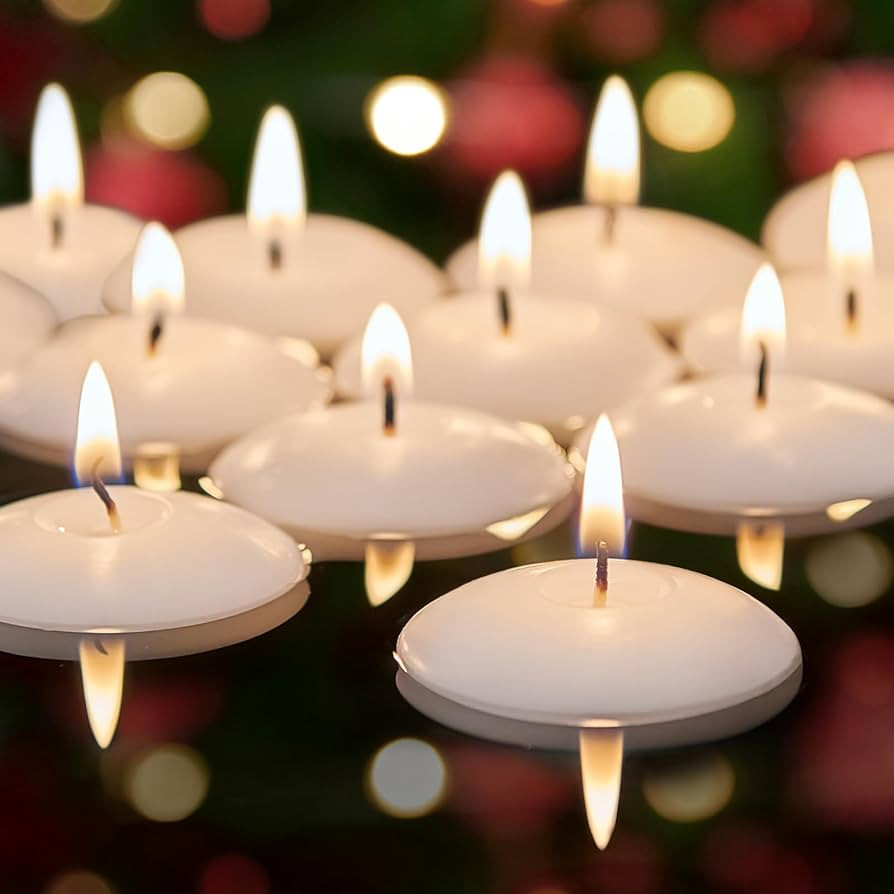 White Floating Candles 2 inch, 24 Pack Floating Candles 5-6 Hours Long Burning, Unscented Floatin... | Amazon (US)