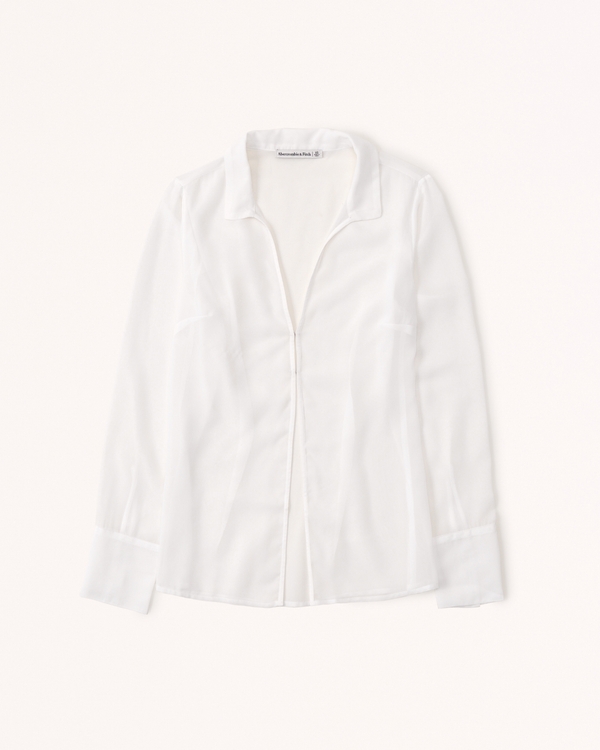 Long-Sleeve Sheer Shirt | Abercrombie & Fitch (US)