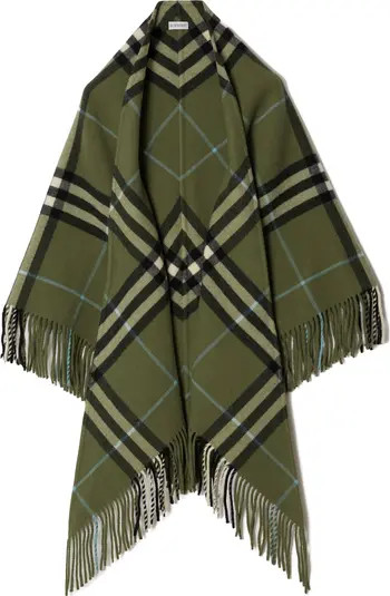 Bandana Check Fringe Wool Cape | Nordstrom