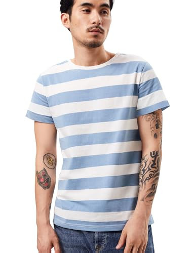 Wide Striped T Shirt for Men Sailor Tee Blue White Stripes Top Basic | Amazon (US)