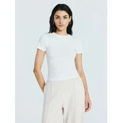 Scoop Women\u2019s Stretch Cotton Blend Baby Tee with Short Sleeves, Sizes XS-XXL | Walmart (US)