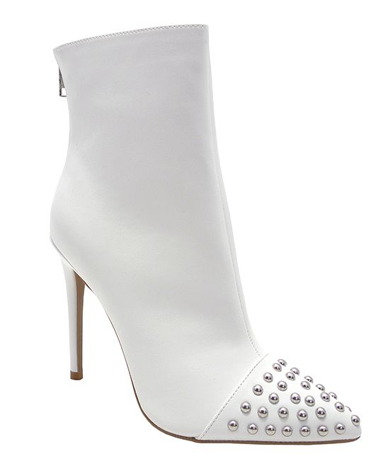 Wild Diva Women's Casual boots WHITE - White Toe-Stud Giselle Ankle Boot - Women | Zulily