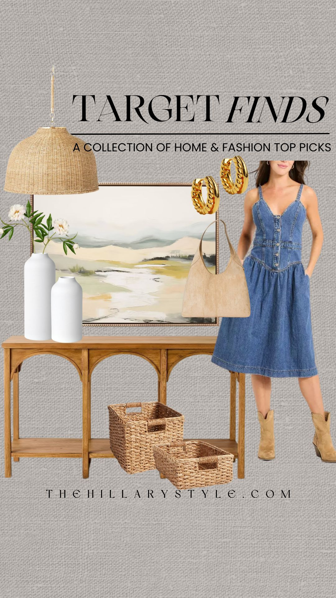 Target Spring 2026: Home Refresh & Outfits
Refresh your space and your closet with my latest Target finds! 🌷 From sculptural metals and gold statement earrings to denim dresses and woven home decor, these spring transition picks are perfect for that elevated aesthetic. Whether you’re styling a warm minimalist entryway with an arched console and baskets or grabbing the perfect boho-chic look for sunny days, Target is delivering on all the 2026 trends. Shop these affordable must-haves to transition your style seamlessly into the new season!

#TheHillaryStyle #TargetFinds #TargetStyle #Spring2026 #HomeDecorTrends #SpringFashion #TargetHome #AffordableStyle #LTKhome #LTKstyletip #PinterestInspired #DenimDress #GoldJewelry #MinimalistHome #WovenDecor 

 

#LTKootd #LTKSeasonal #LTKHome