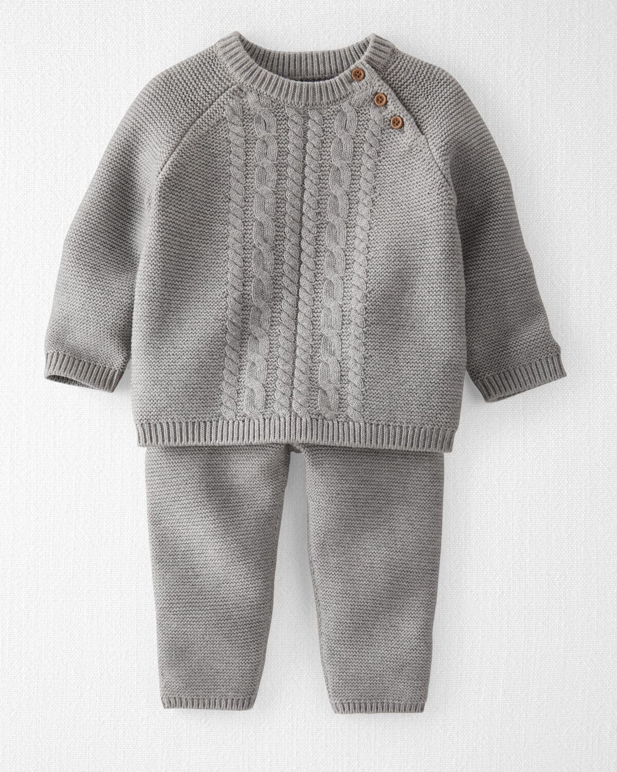 Gray Heather Baby Organic Cotton Sweater Knit 2-Piece Set | carters.com | Carter's