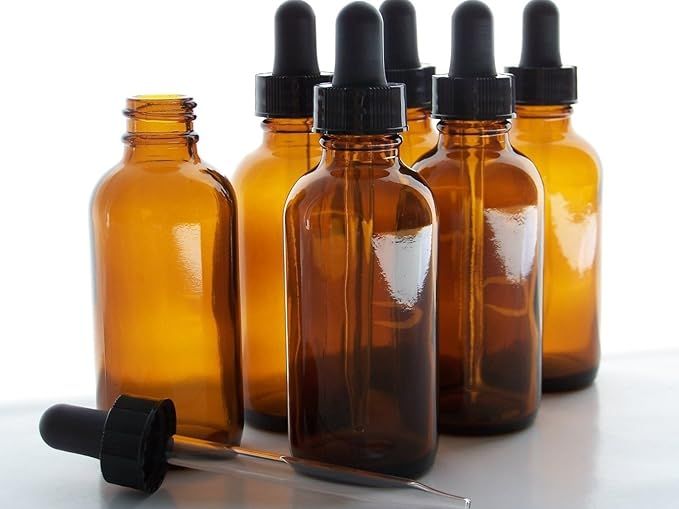 2oz Amber Glass Bottles with Glass Eye Dropper Dispenser for Essential Oils, Chemistry Lab Chemic... | Amazon (US)