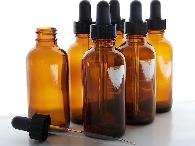 2oz Amber Glass Bottles with Glass Eye Dropper Dispenser for Essential Oils, Chemistry Lab Chemic... | Amazon (US)