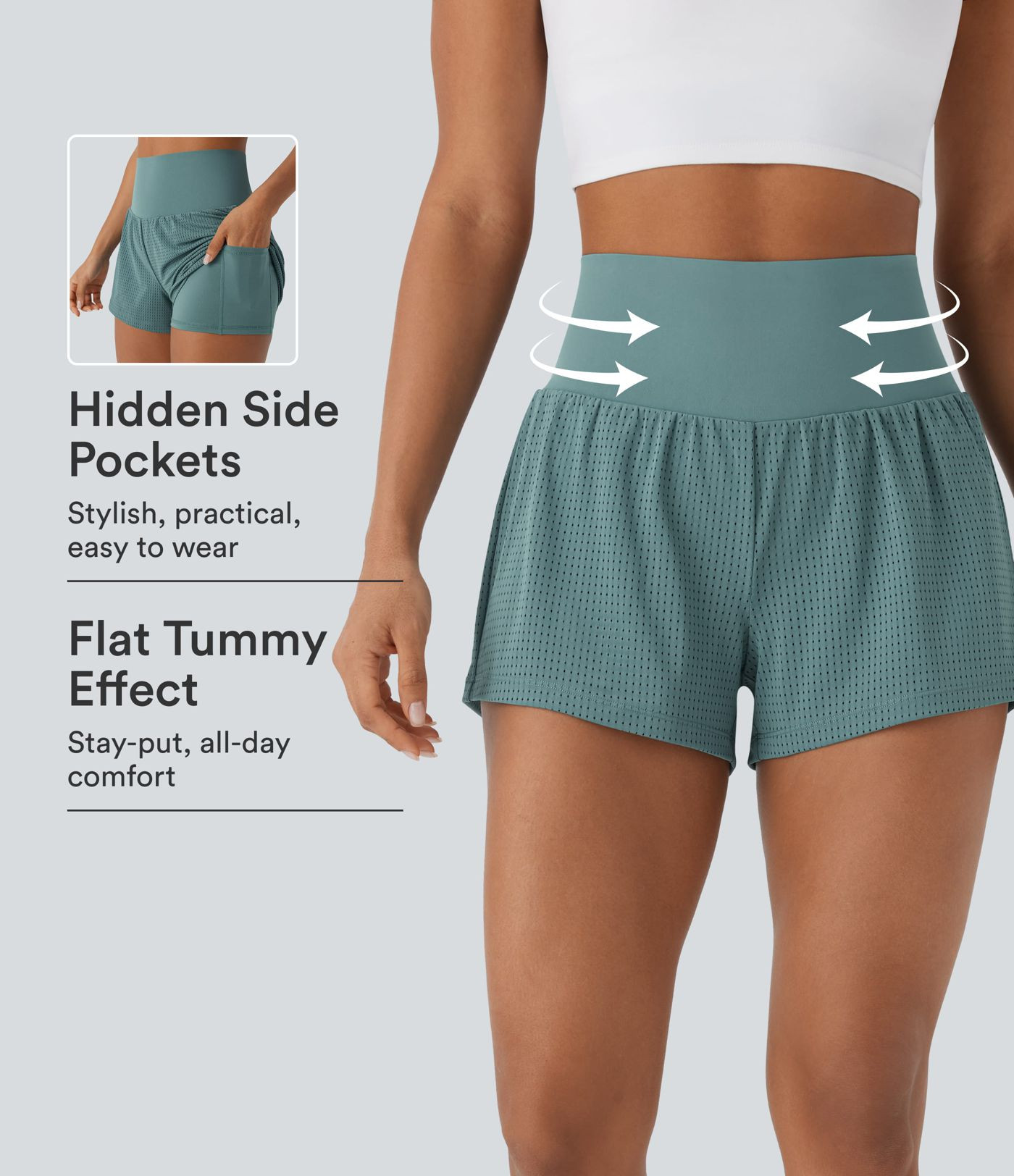 Women\u2019s Super High Waisted Tummy Control Perforated 2-in-1 Yoga Shorts - Halara | HALARA