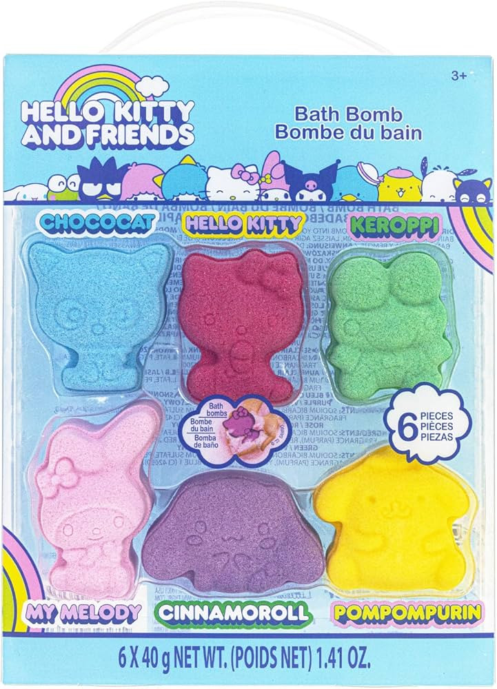 Hello Kitty and Friends Bath Bombs Set, 6 Piece, Bubblegum Scented - Ages 3+ Character Molded –... | Amazon (US)