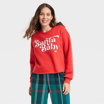Women's Santa Baby Graphic Sweatshirt - Red | Target