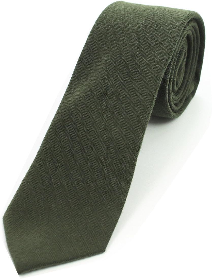 JEMYGINS 2.4" Cotton Necktie Solid Mens Cashmere Wool Skinny Tie | Amazon (US)
